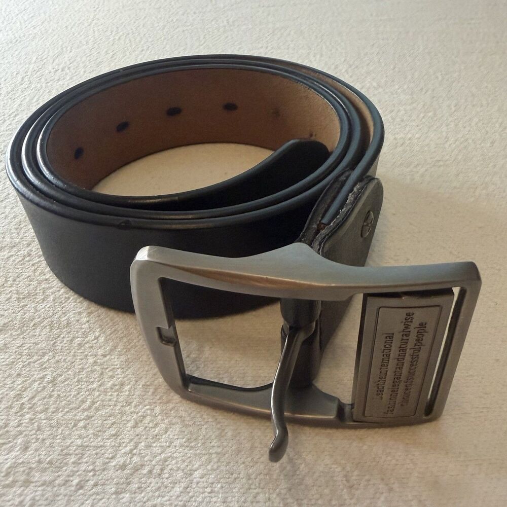 Mens Genuine Leather Belt Metal Alloy Pin Buckle Dress Casual Jeans Black  Belt